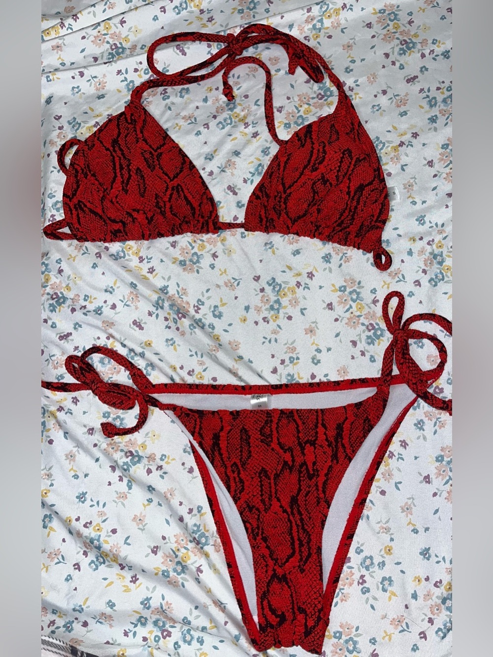 Tusss Red Snake-Print Bikini